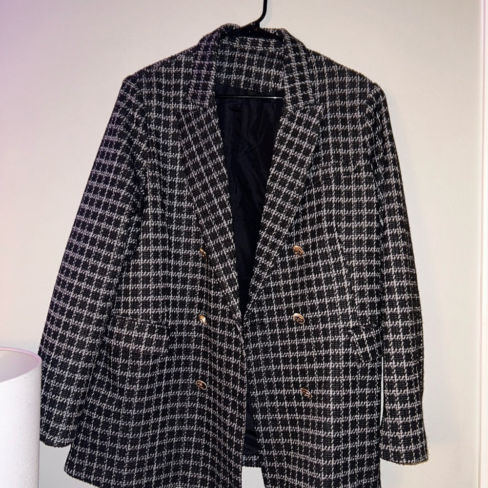 Women's Houndstooth Black and White Blazer